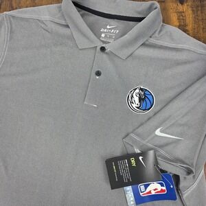 NEW Nike Dri-Fit Polo Shirt‎ Gray Black NBA Dallas Mavericks Men's XL Victory